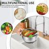 Stainless Steel Rice Washing Colander Bowl with Silicone Base and Handle Versatile Side Drainers for Cleaning Fruits Vegetables