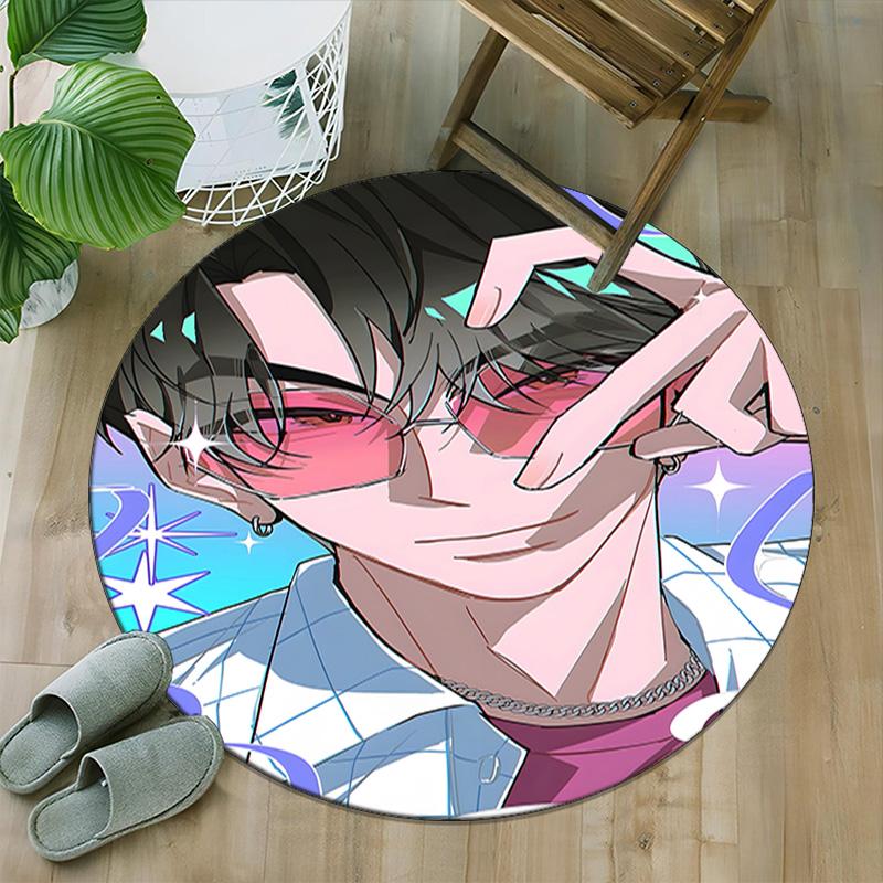 1pc KPop Demon Hunters31 Print Round Carpet Chair Round Carpet Suitable for Bedroom Living Room Home Decorative Carpet