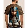 Large Men's Egyptian Pharaoh Mural Pattern 3D Printed Men's Round Neck Short Sleeved T-shirt Summer Fashion T-shirt Casual Comfortable Versatile Top