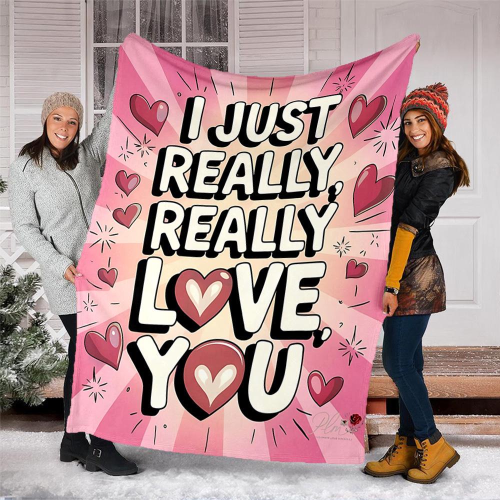 1pc Love You Heart Outdoor Blanket - Lightweight Flannel Throw For Travel, Camping, Gifts For Family Or Friends yy251114192