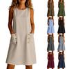 New Summer Women's Dress Fashionable Casual Solid Color Sleeveless Round Neck Dress