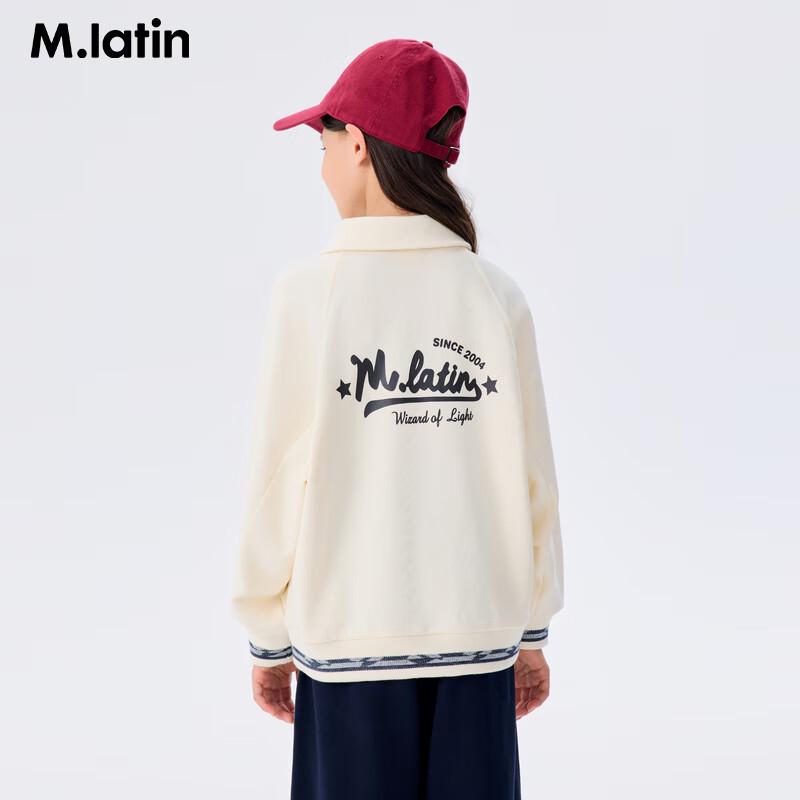M.Latin Girls  Retro Jacquard Stand Collar Sweatshirt 130