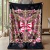 Glamorous Floral Frame 1 Theme blanket Lightweight Warm Flannel Blanket Decorative Throw Blanket for Home Decoration