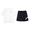 LiNing Logo Print Simple Fashion Comfortable Round Neck Pullover Short Sleeve Tie Casual Sports Suit Unisex Suit YHSV371-2+YKSV197-2