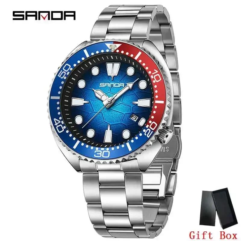 SANDA New Business Men Quartz Watch Date Waterproof Luminous Luxury Man Wristwatch Sports Stainless Steel Men's Watches Male