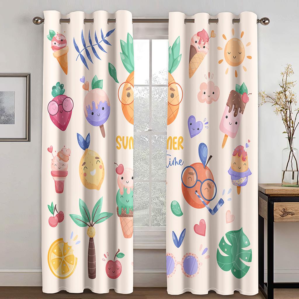 Weihnachtselement Glocke Rosa Cartoon Vorhang 2 Paneele Anwendbar Kinderzimmer Wohnzimmer Schlafzimmer Balkon Fensterdekoration