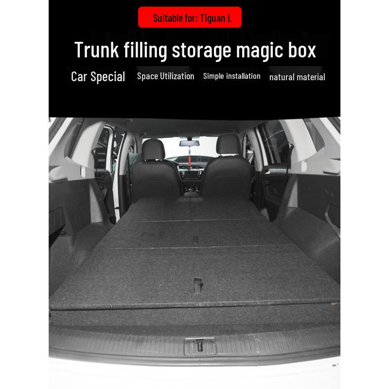 Volkswagen Tiguan L Trunk Conversion: Rear Storage Organizer & Camping Travel Bed Board.