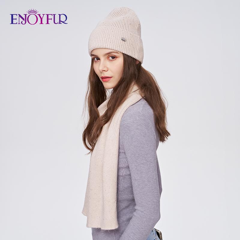 SOMALER Winter Beanie Hat Scarf Set For Women Warm Wool Knit Beanie With Sequins Long Soft Scarf Neck Warmer 2 In 1 Gift Set