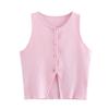 Zbzr Spring New Arrival Women's Clothing Fashion Style Fashion Solid Color round Neck Loose Casual Plain Stitch Sleeveless Short Tops