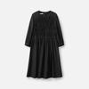 Broadcast Women's Round Neck Pleated Long Sleeve A-Line Mini Dress