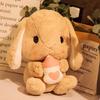 Easter White Rabbit stuffed rabbit animals with carrots, soft, cute and lifelike long-eared standing pink plush toys