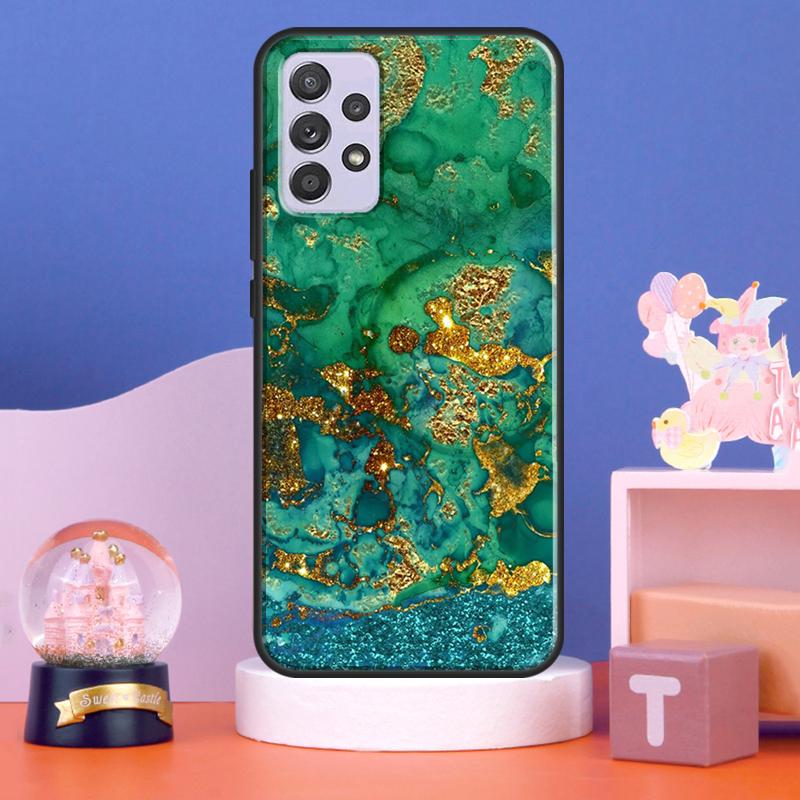 Luxury Gold Foil Art Case For Samsung Galaxy A54 A34 A14 A15 A35 A55 A16 A26 A36 A56 A52 A12 A32 A13 A33 A53 A17