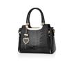 NICOLE & DORIS Women's Crocodile Embossed Handbag, 2-Way Shoulder Bag with Heart Charm, CrossbodyHandbag, Divider, Waterproof, Self-Standing, with