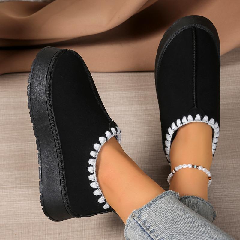 Fashion Low-top Snow Boots Women's 2025 New Winter Velvet and Thickened Cotton Drag Outward Wear Non-slip Northeast Cotton Shoes