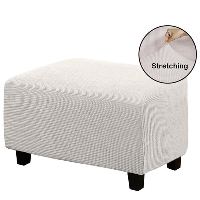 Rectangle Ottoman Stool Cover Polar Fleece Elastic Spandex Footstool Sofa Slipcover Footrest Covers Furniture Protector Covers