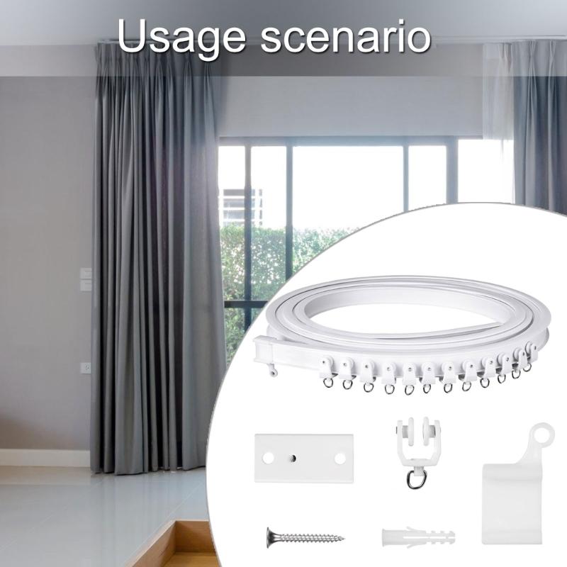 White Curtain Rails Track Kits 5 Meter Quiet Glides Rollers Set Easy Installation for Home and Office Window Treatments