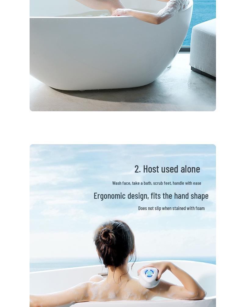 Rechargeable Long-Handle Electric Bath Brush & Vibration Massager