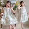 Girls' dress summer new style girls' thin cotton flower bud princess dress fashionable and stylish children's summer dress