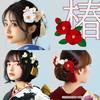 Hair Accessory Set of 3, Tsumami Zaiku Kanzashi for Coming-of-Age Ceremony, Furisode, Graduation, Yukata, Black Flower