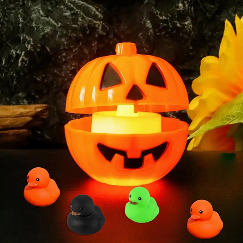 12/24 Set Halloween Rubberen Eendjes, Met Pompoen Doos Halloween Feest Bedankjes Halloween Mand Vulling, Cadeau Uitwisseling