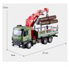 1/24 Scale Wooden Toy Truck Metal Cab, Friction Driven Wooden Truck, Equipped with A Full Function Loading Crane and 3 Loadable Logs, Light and Sound,
