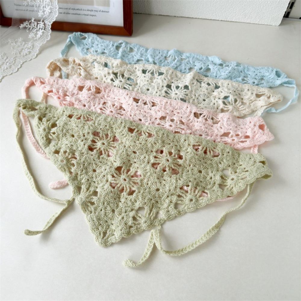 Triangle Crochet Headband Handmade Flower Headscarf Knitted Headscarf Hat Beach Photography