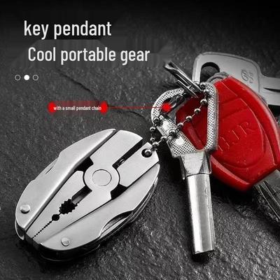 Multifunctional Mini Folding Pliers Keychain Tool - Portable Outdoor Use