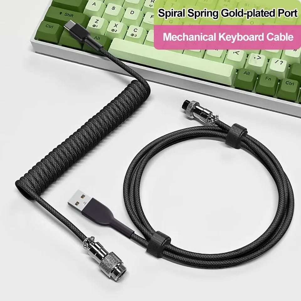 Mechanical Keyboard Coiled Cable Mechanical Keyboard Aviator Type-C USB Port Aviator Coiling Cable Desktop Computer Aviation Connector Cord