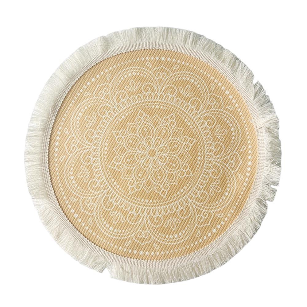 Natural Heat Resistant Bohemian Placemat Non-Slip Weave Braided Table Mat Jute Tassel Woven Mat Kitchen Table