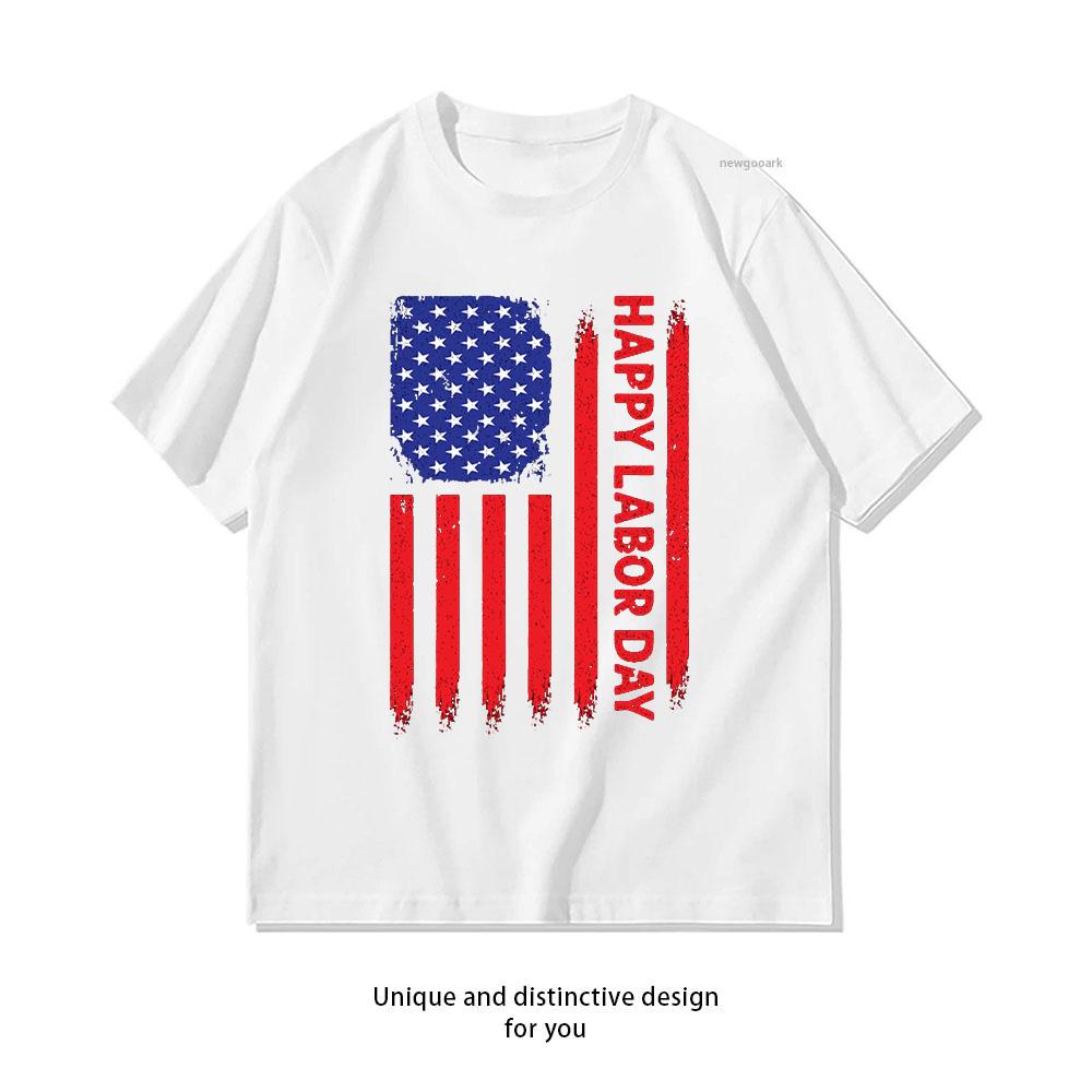 Happy Labor Day American Flag Retro Vintage Shirt WoUnisex Unisex Summer Cotton Graphic T Shirts Adult Streetwear Camisetas Tops S3XL