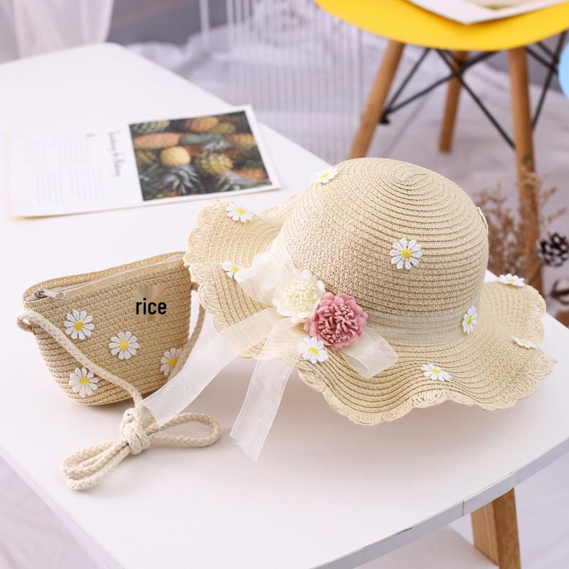 

Детская летняя пляжная шляпа от солнца из волнистой соломы – Свежий стиль, подарок на день рождения Children s Hat 52-54cm