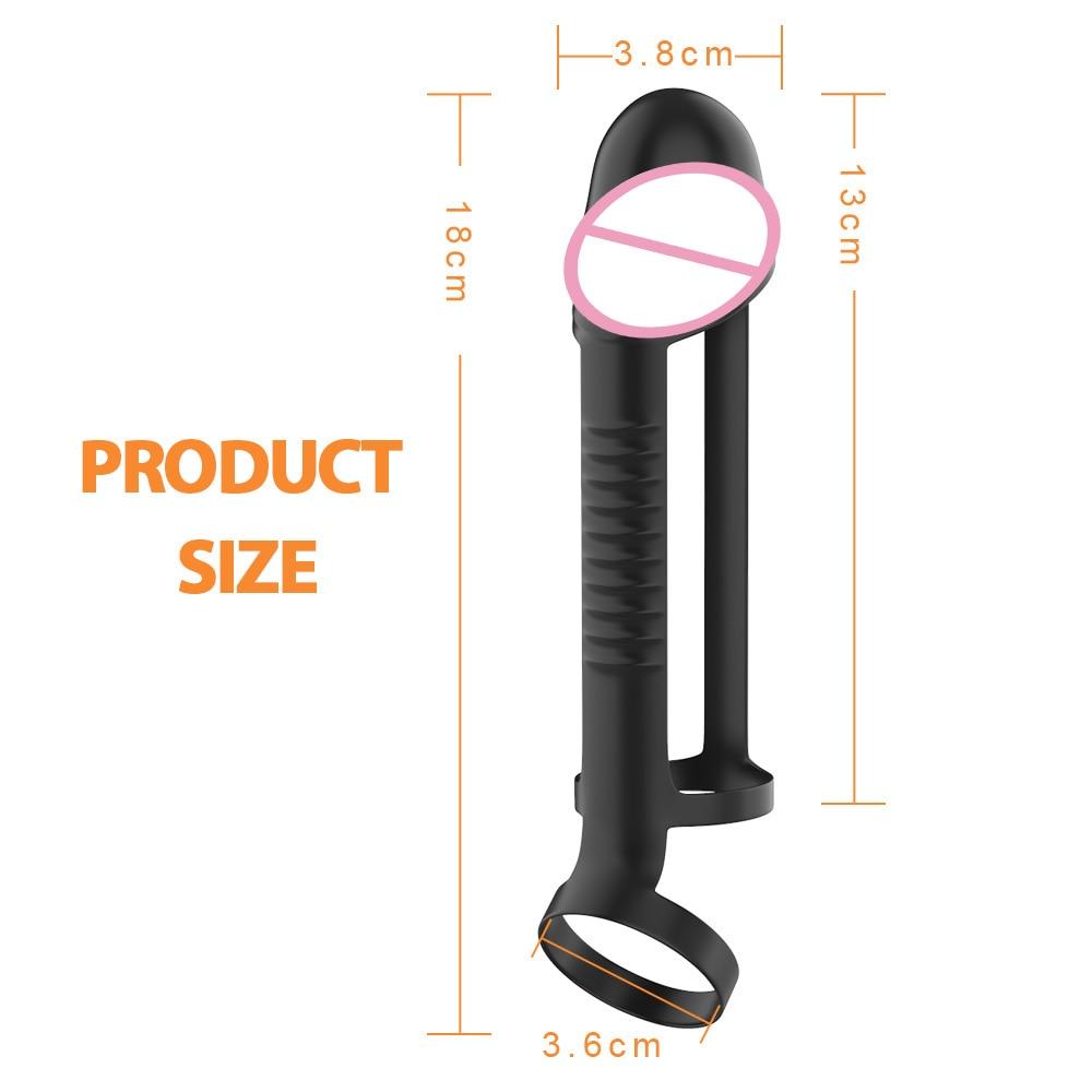Silicone Penis Sleeve Delayed Ejaculation Extender Condom Sex Toys For Men Penis Enlargement Reusable Cock Ring