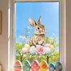 Easter Window Stickers, Creative Cute Floral Bunny Eggs Decor, Static Cling Glass Decals for Bedroom Living Room Holiday Decoration