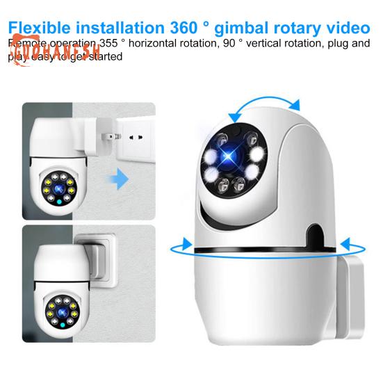 1 Set A11 Security Camera - 1080P, 360 Degree Rotation, Infrared Night Vision, Real-time Monitoring, Wireless WiFi, Motion Detection