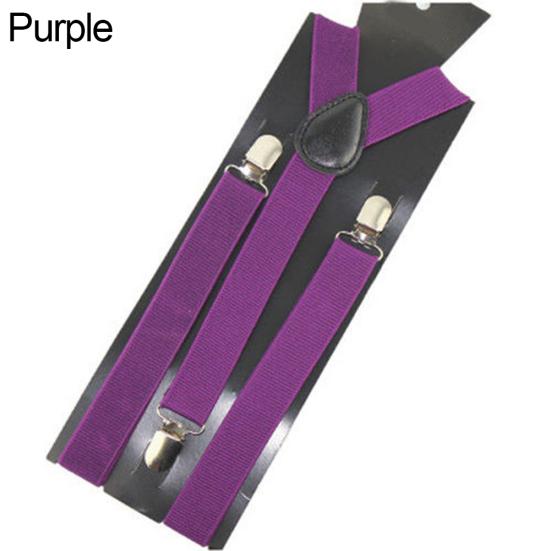 Men'S And Women'S Candy Color Clip Type Elastic Suspenders With Y-Shaped Adjustable Brackets Gifts
