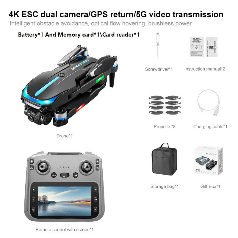 RG806 Max RC Drone With GPS 8K HD Dual Cameras 360° Obstacle Avoidance Aerial Photography Four-Axis Stability Security Monitorin