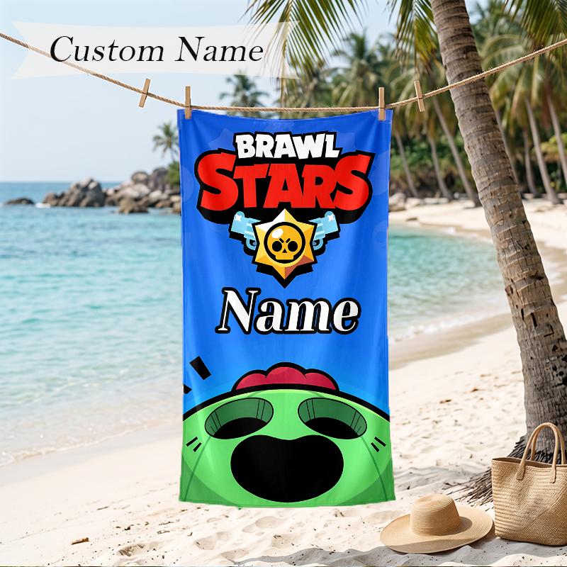 Brawl Stars Custom Name Printed Beach Towel Personalized Soft Towel For Swimming Beach Travel