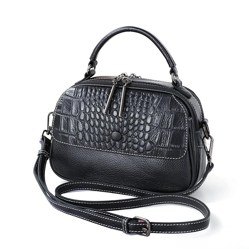 Genuine Leather Women's Bag 2025 New High-end Elegant Single Shoulder Bag Versatile Crocodile Pattern Commuter Handbag Crossbody Bag for Women