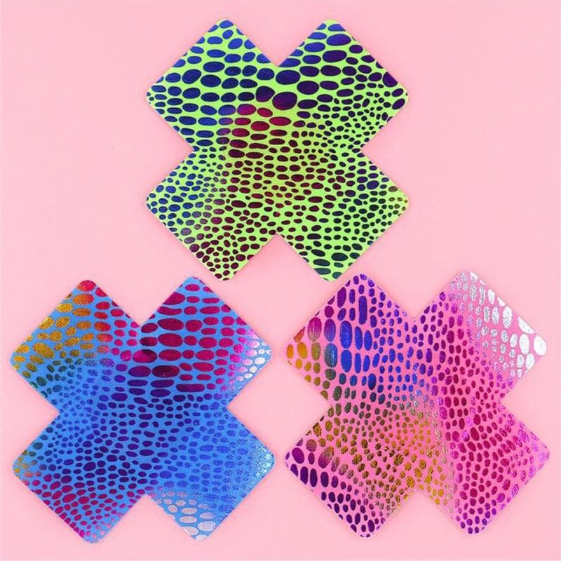 20 Pairs Women Sexy Self Adhesive Nipple Covers Colorful Fish Scales Disposable Breast Stickers Pasties Sticky Bras