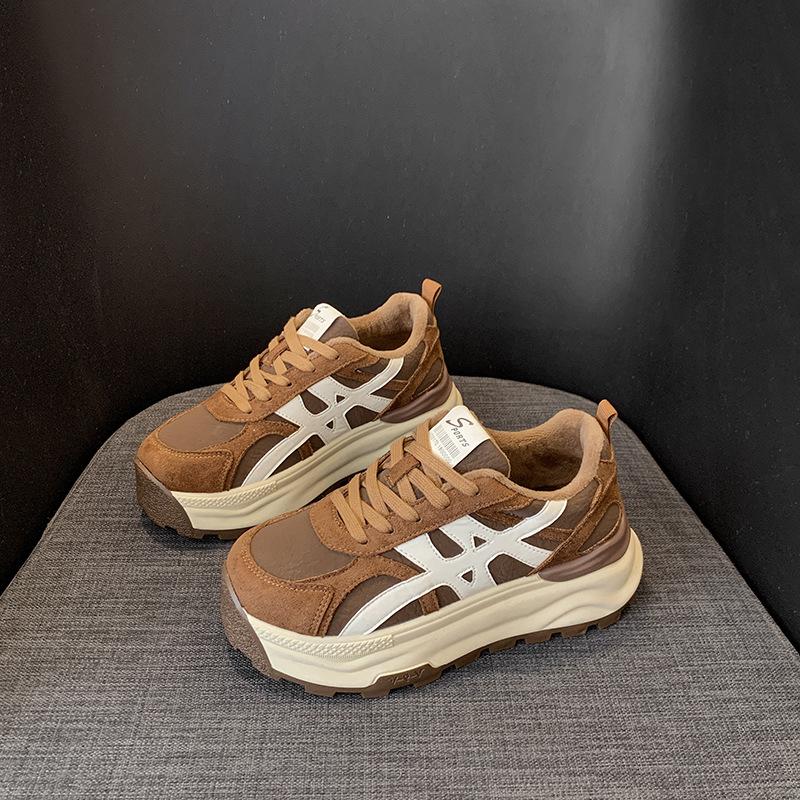 

Женские кроссовки на внутренней платформе, осень 2025, новые дышащие спортивные туфли, универсальные повседневные туфли на платформе 40 жёлтый