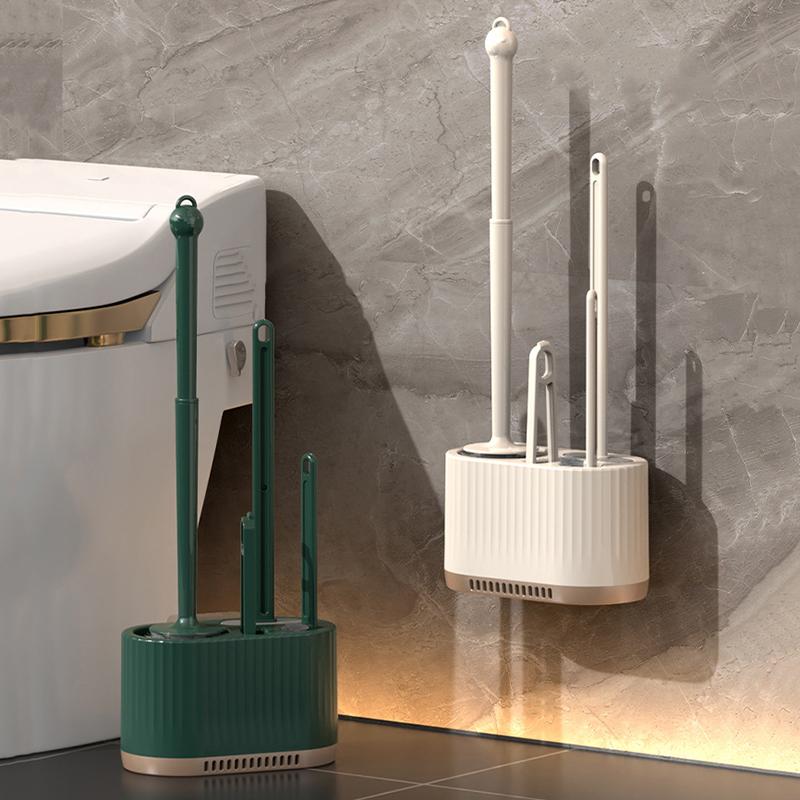 Silicone Wall Mount Toilet Brush Set Quick Dry Drain Base Efficient Gap Cleaning for Bathroom Use