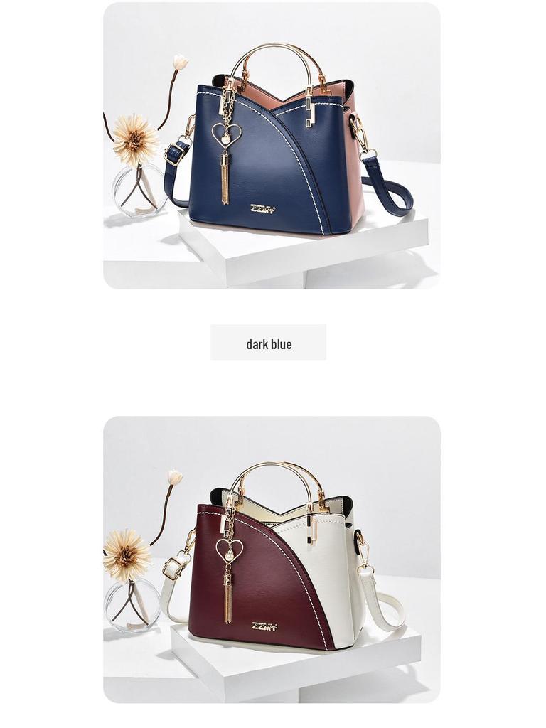 2025 Women's Trendy Korean Style Color Block Handbag, Large Capacity Single Shoulder Crossbody Bag