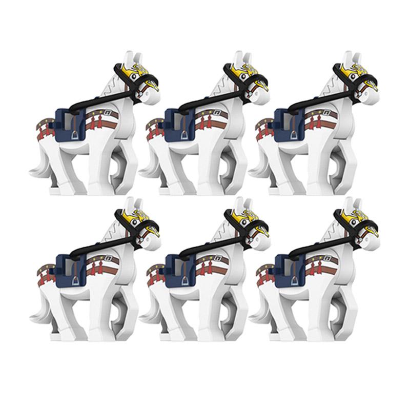Medieval Military Building Blocks Cavalry Army Horse Animal Elephant Camel Wolf Crocodile Brick Toy Accessories S003