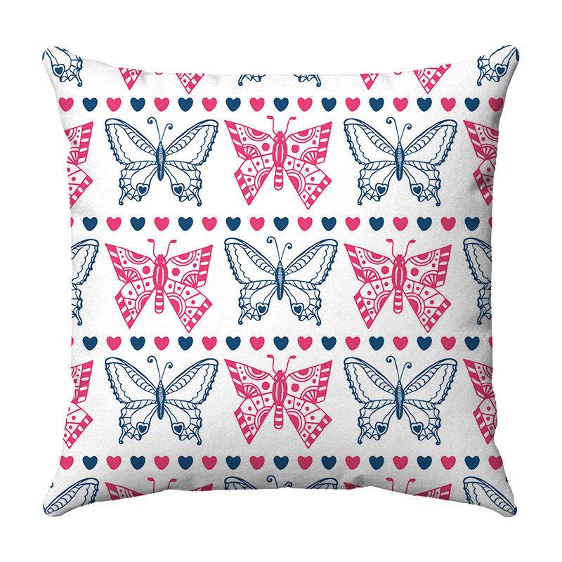 Seamless Watercolor Butterfly Digital Printing Short Plush Pillow Covers for Car Sofa Office Cushion Cover Home Goods 60x60cm