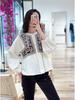 Camicia Larga Ricamata Francese Stile Bohemien con Maniche a Lanterna