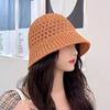 Spring Summer Breathable Hollow Fisherman Hat Sun Protect Wide Brim Sunscreen Cap for Women Beach Panama Straw Dome Weave Bucket