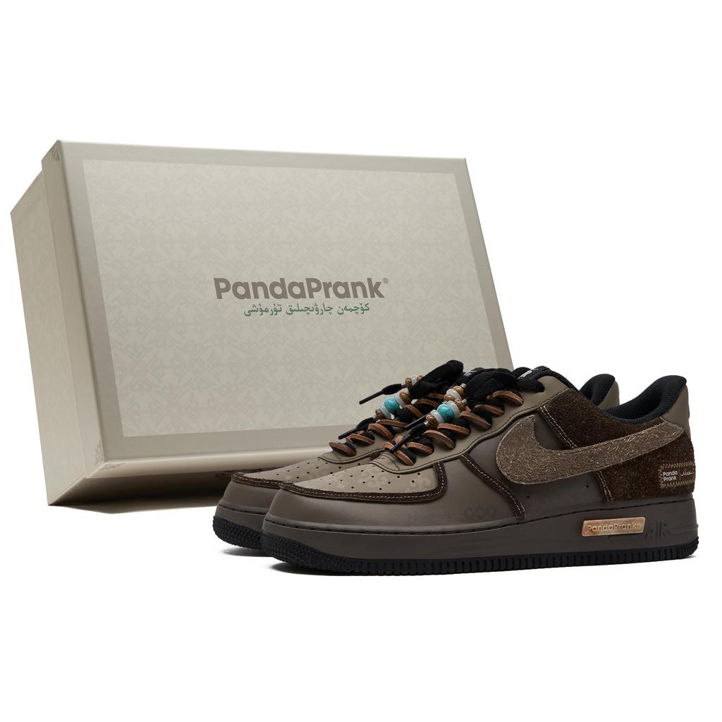 Nike Air Force 1 Slip Resistant Abrasion Resistant Low Top Skateboard Shoes Unisex Black Umber DV0788-001(TeamH-S-BOX)