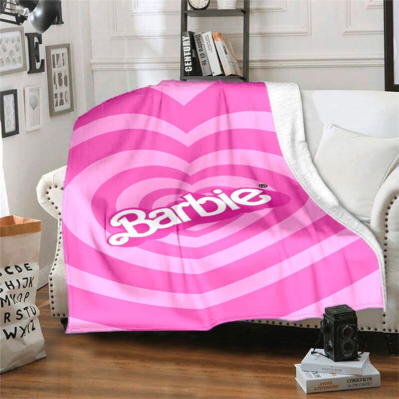 1pc Barbie Heart Pattern Cartoon Blanket,Portable Throw for Travel & Camping, All Season Cozy Blanket,Ideal Gift