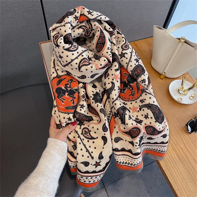 Autumn and Winter Travel Warm Cashmere Shawl Scarf Fashion Women Luxury Print Pashmina Blanket Wraps Female Poncho Bufanda