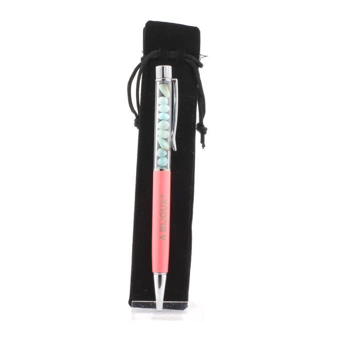 Stylo - Pierres et Minéraux - Amazonite du Brésil - Rose Saumon - Bille - Rechargeable